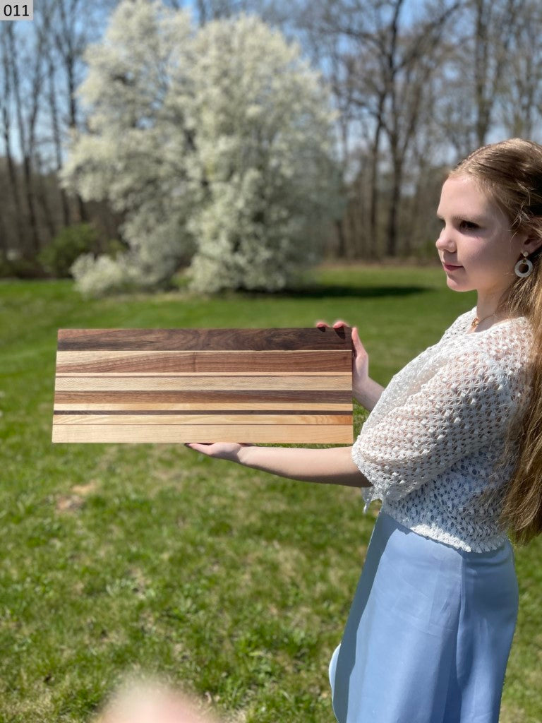 Black Walnut, Hickory, Maple and Quartersawn Sycamore Cutting Board 011