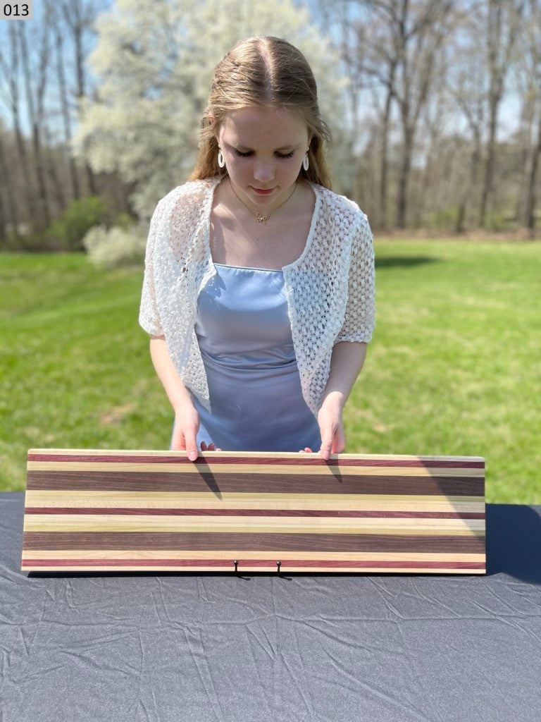 Black Walnut, Hickory, Maple, Poplar and Purpleheart Cutting Board 013