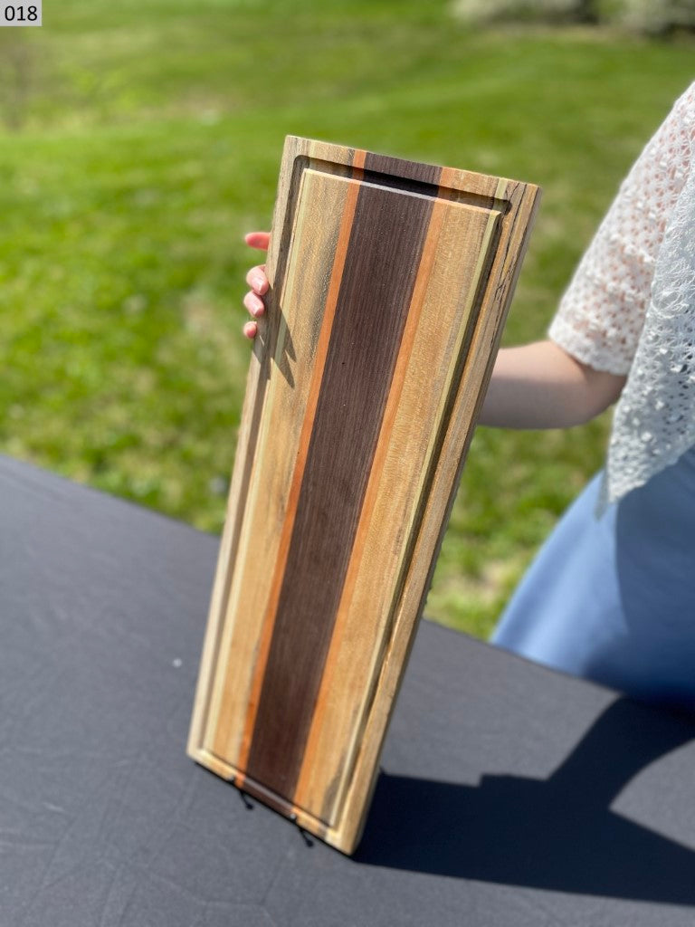 Ambrosia Maple, Black Walnut, Cherry, Poplar and Quartersawn Spalted Sycamore Cutting Board 018