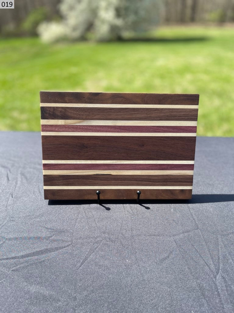 Black Walnut, Curly Maple, Maple and Purpleheart Cutting Board 019