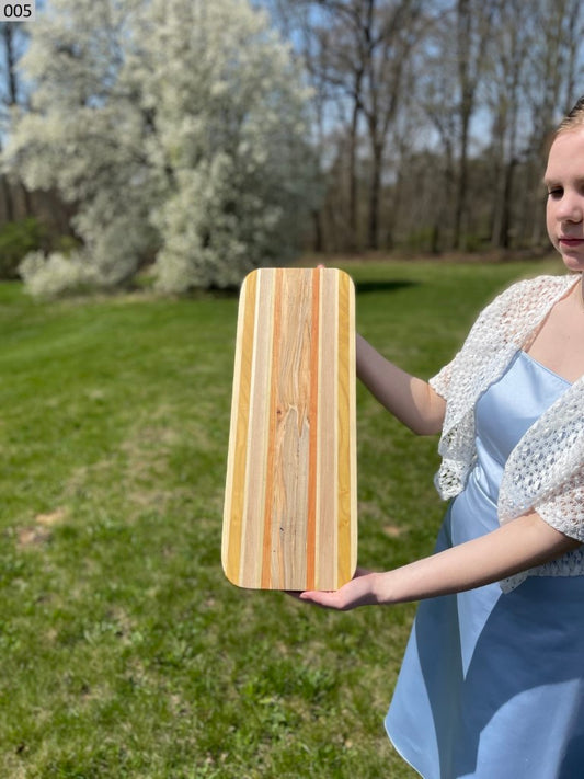 Ambrosia Maple, Cherry, Maple, Mulberry, Poplar and Quartersawn Spalted Sycamore Cutting Board 005