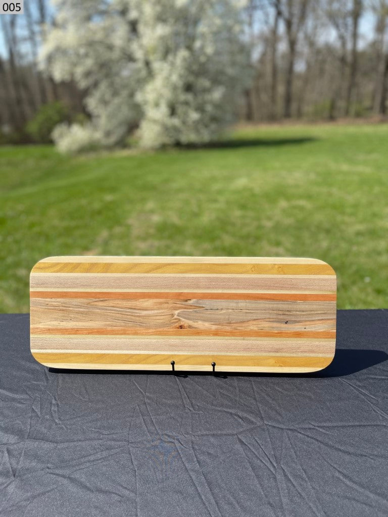 Ambrosia Maple, Cherry, Maple, Mulberry, Poplar and Quartersawn Spalted Sycamore Cutting Board 005